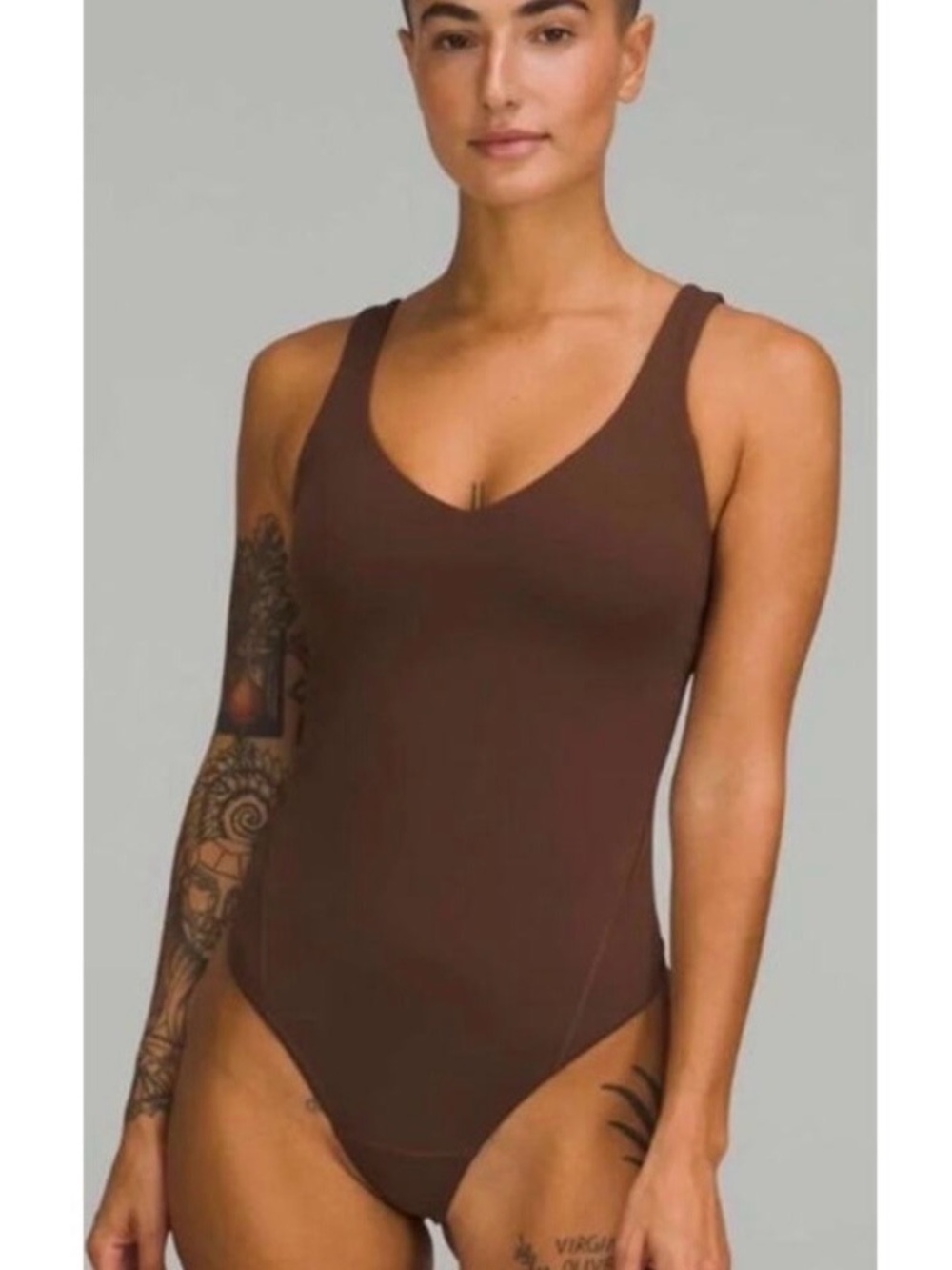 lululemon athletica Brown Scoop-Neck Bodysuit